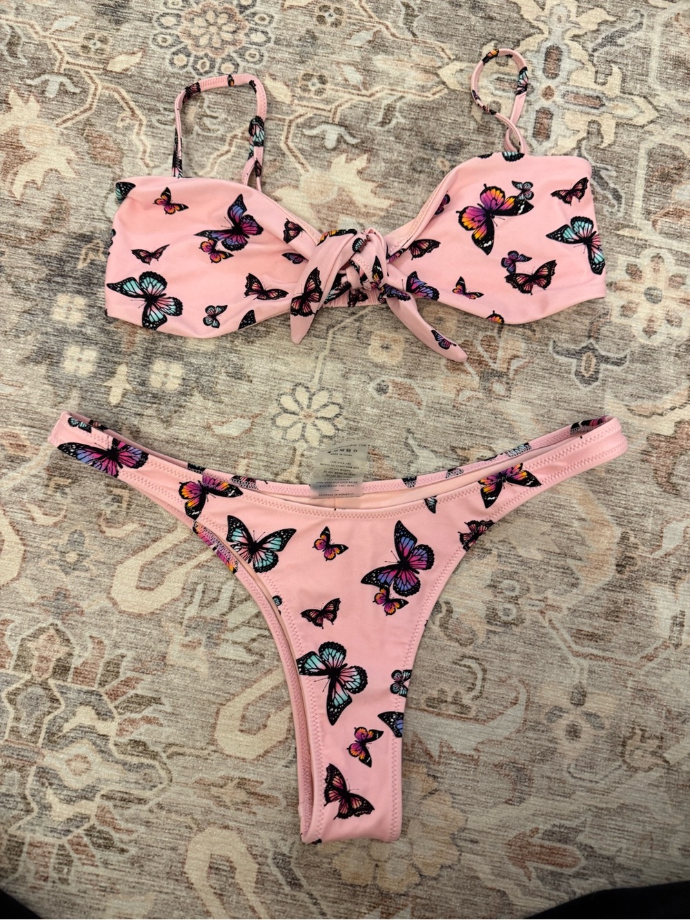 White Fox Butterfly Print Thong Bikini
